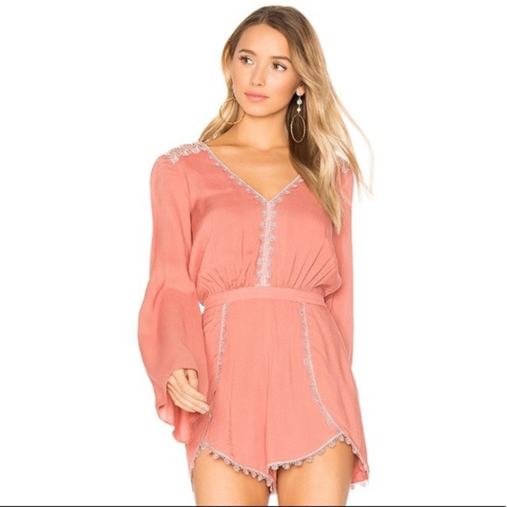 boho muted coral romper